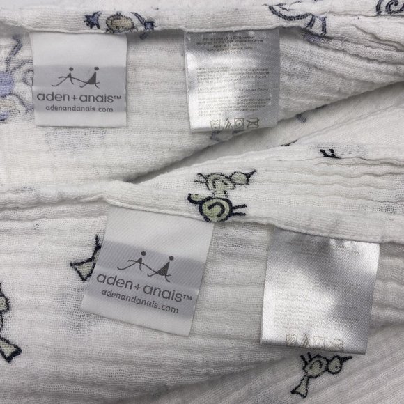 Aden Anais Baby Swaddle Blankets Muslin Green Birds Purple Monkeys Cotton Light - Picture 4 of 4